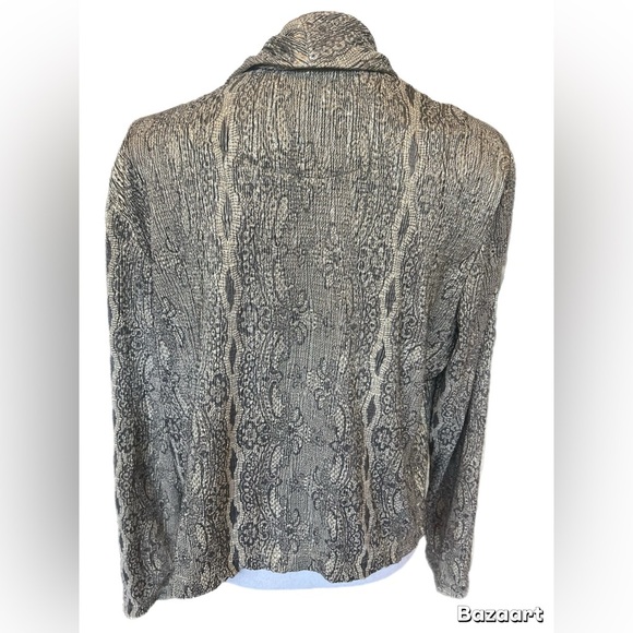 Chico’s luxurious Gold Open Front Blazer Women’s L/12 Long Sleeve Shimmer - Picture 3 of 4